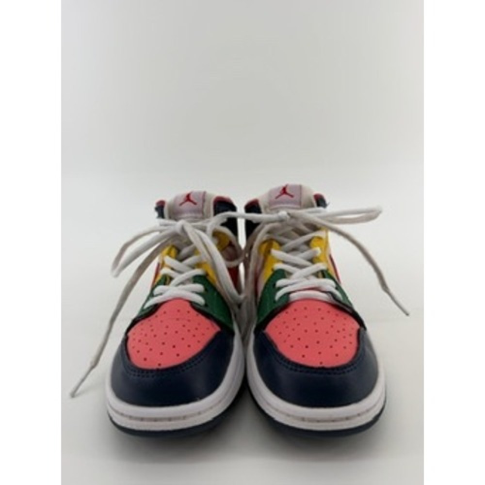 Nike Air Jordan 1 Mid Kids Multicolor Pink Green Yellow Blue 1Y 554725-607